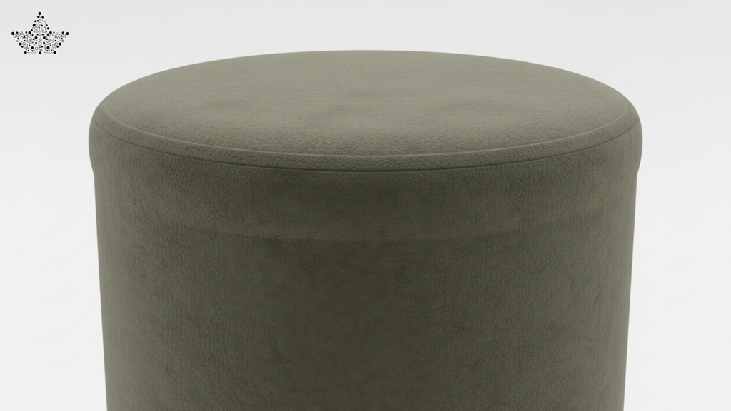 Scallop Arch Velvet Ottoman – Olive Green