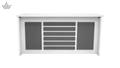 White radiator cover with gray panels on a white background