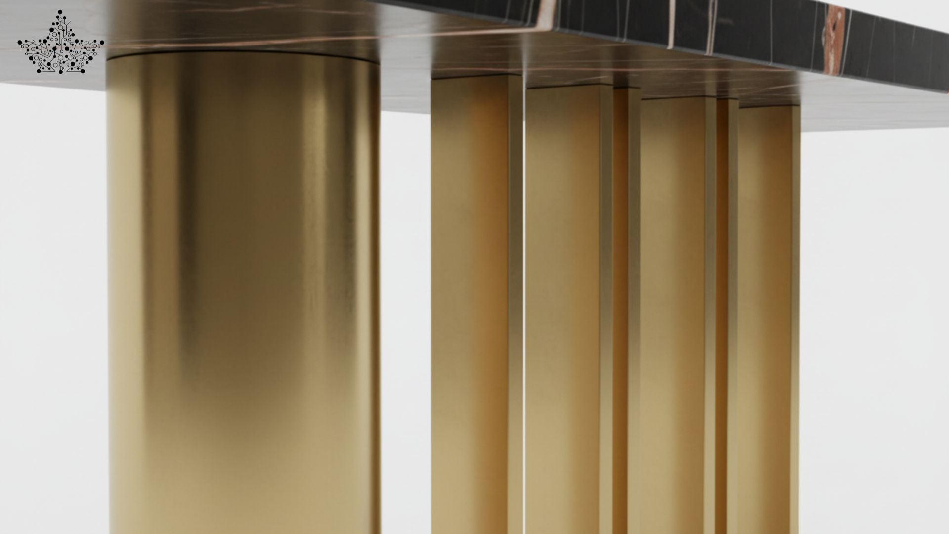 Organ Pipe Console Table with Black Marble Top