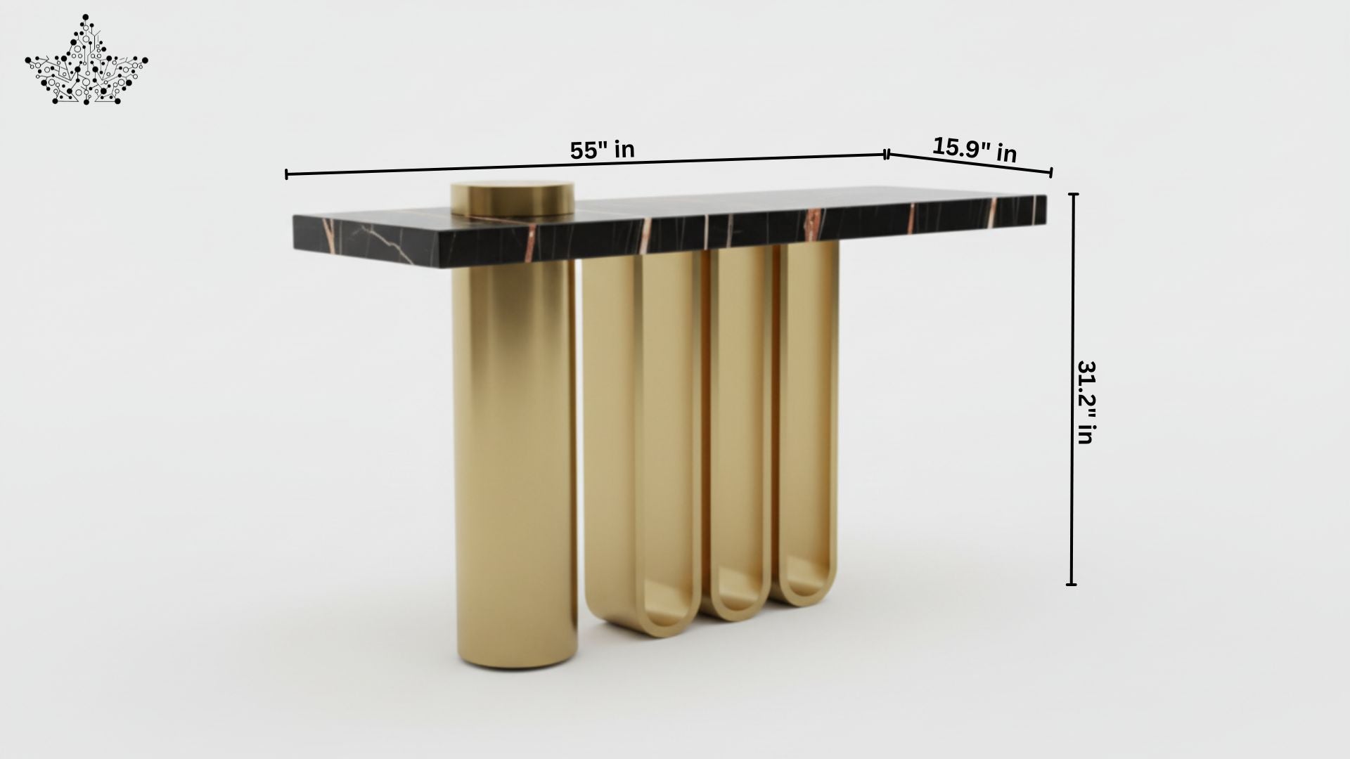 Organ Pipe Console Table with Black Marble Top