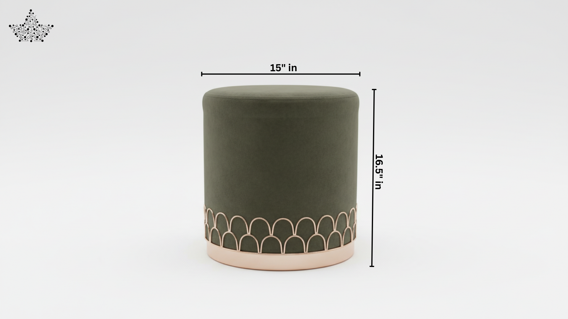 Scallop Arch Velvet Ottoman – Olive Green