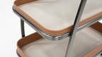 3-Tier Leather Tray Bar Trolley | Gunmetal Frame, Cognac Leather Shelves & Ceramic Inset