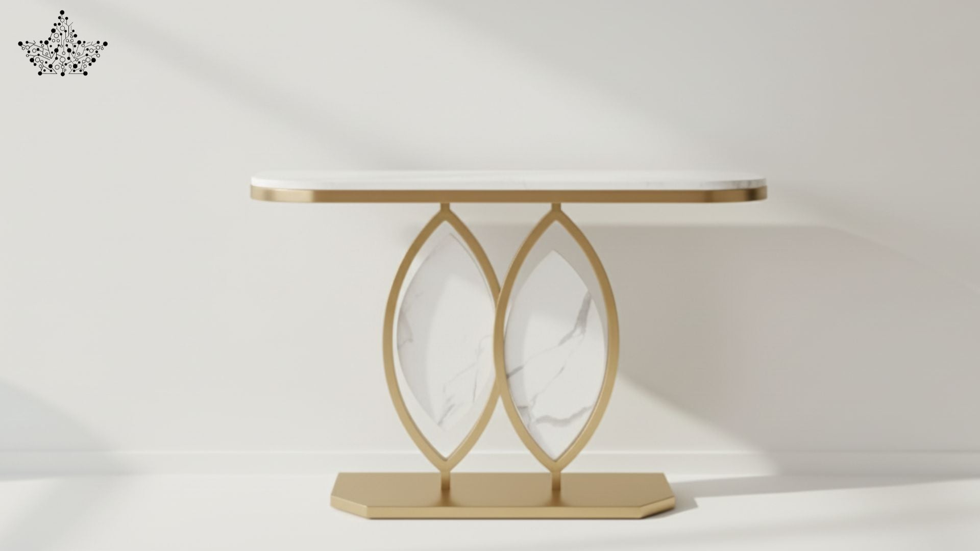 Petal Arch Console Table with White Marble Top