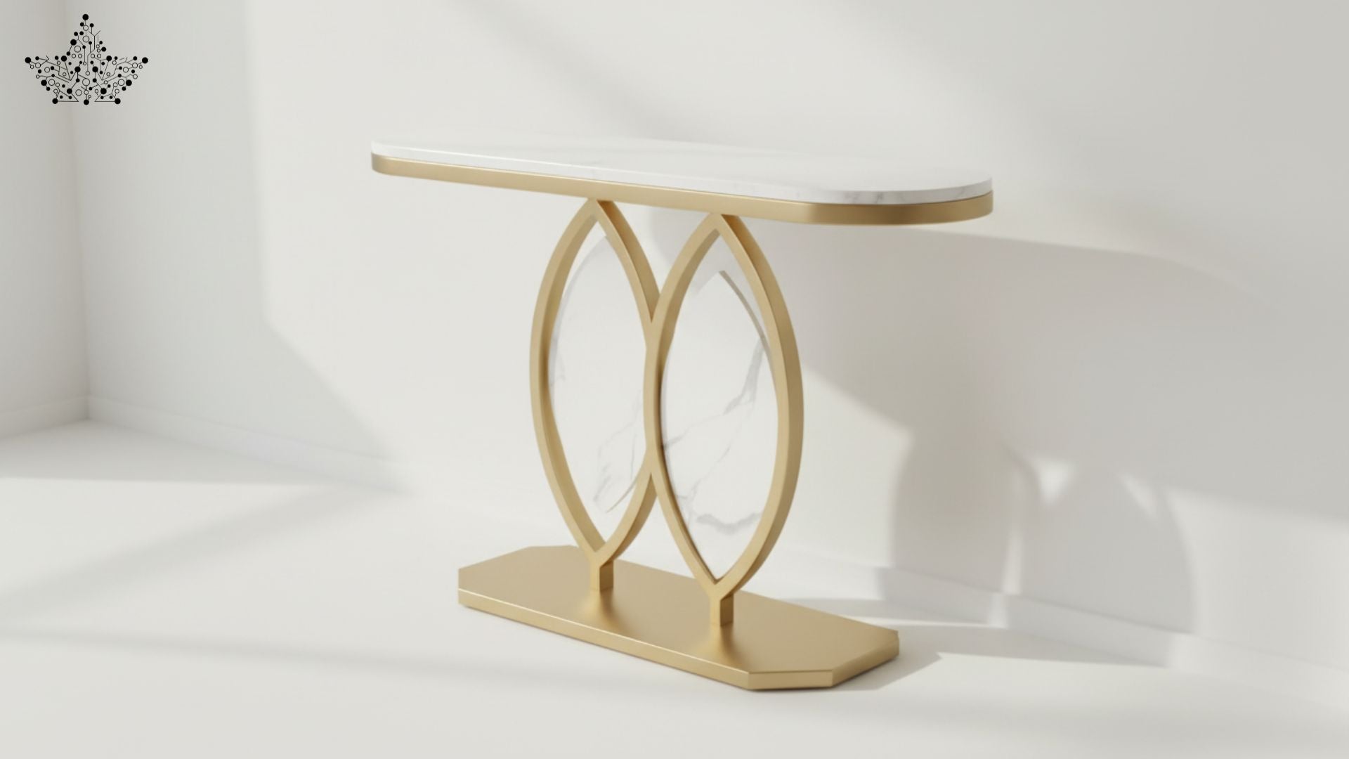 Petal Arch Console Table with White Marble Top