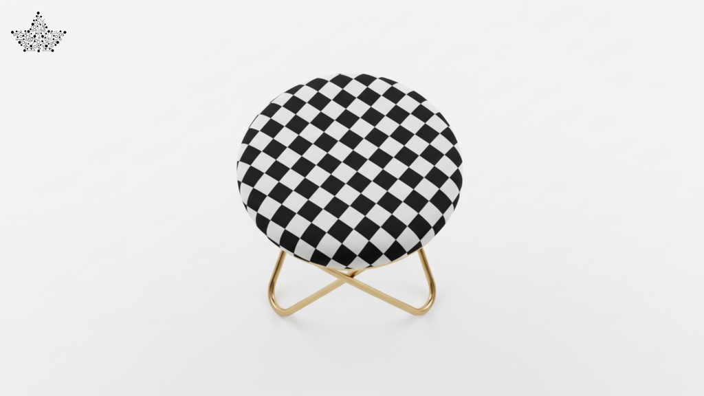 Checker Luxe Stool – Gold Frame