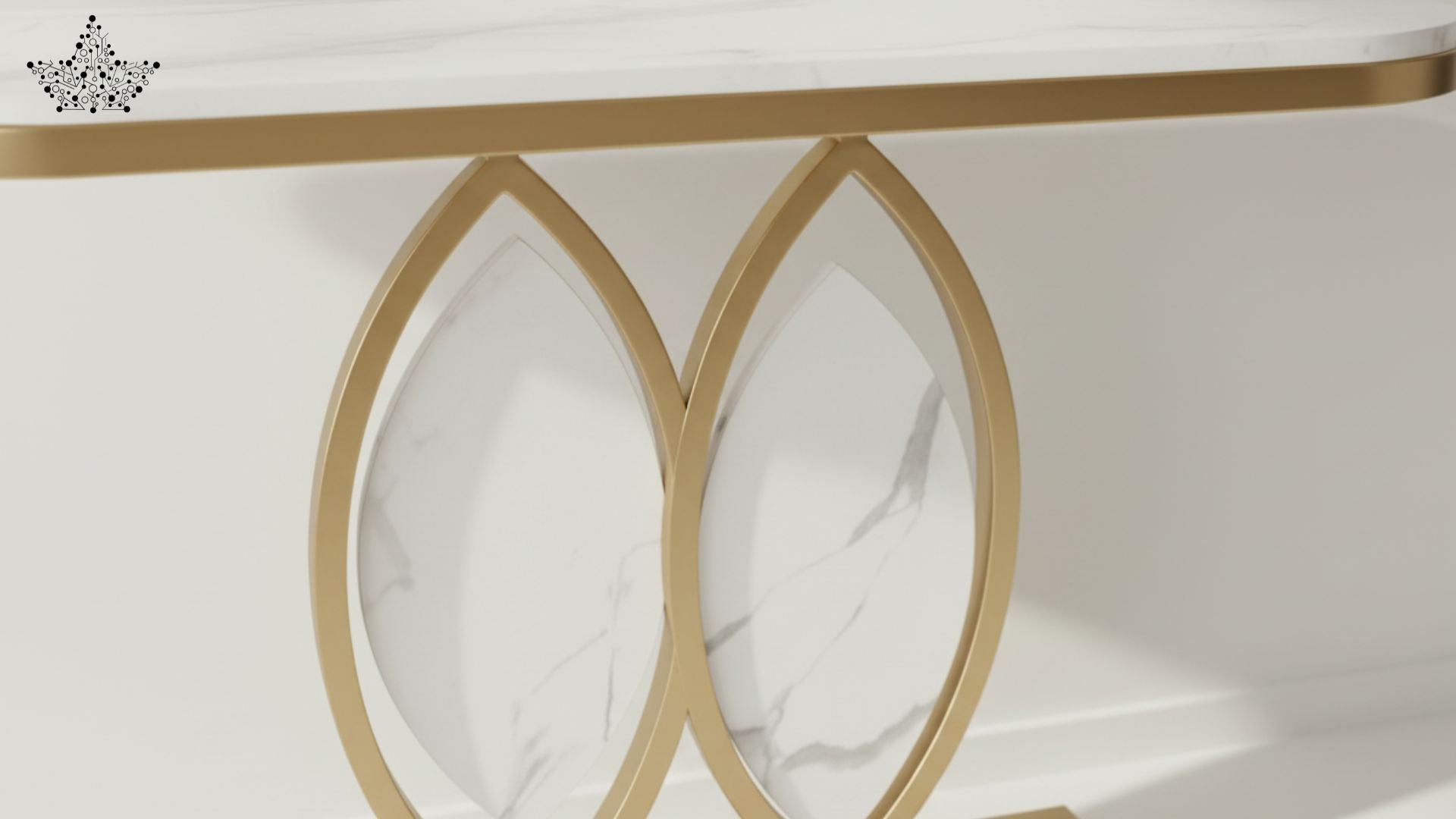 Petal Arch Console Table with White Marble Top
