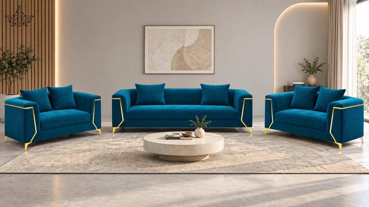 Teal Royale Sofa Set