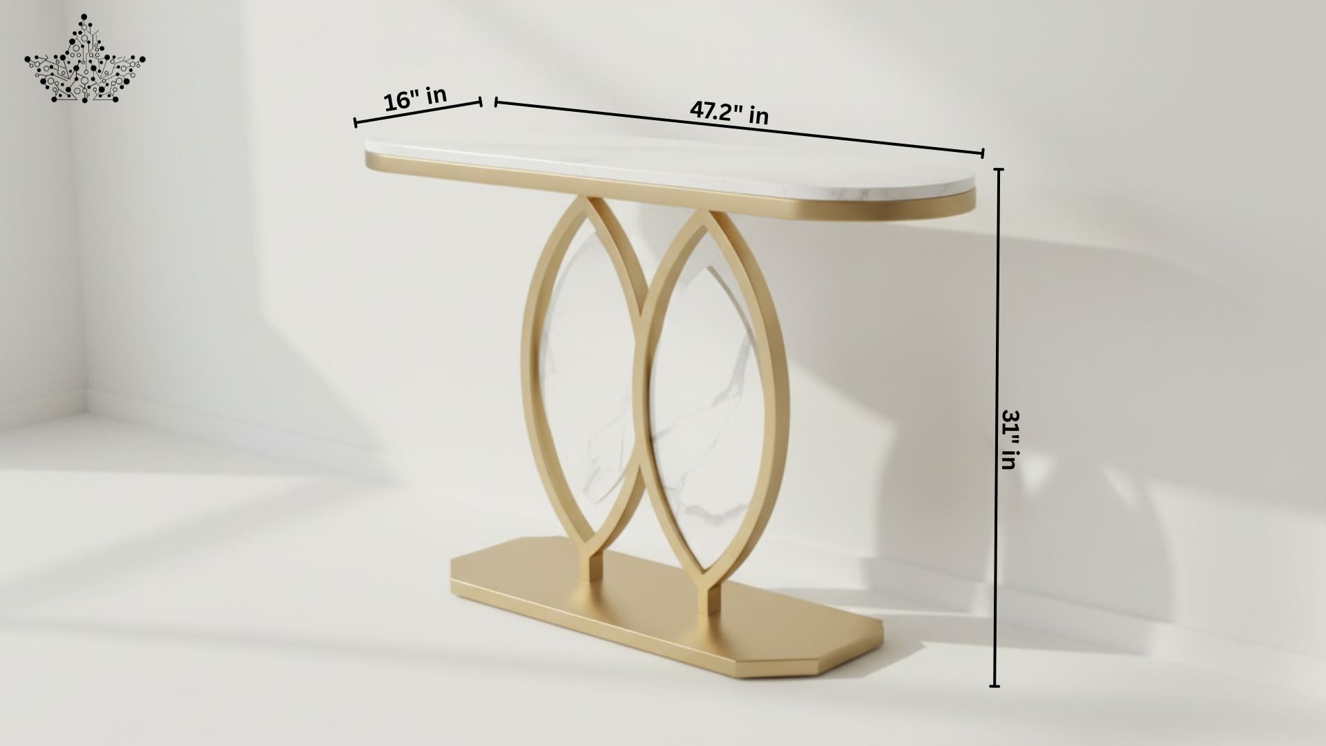 Petal Arch Console Table with White Marble Top