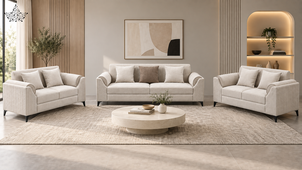 Luxe Ribbed Sofa Set