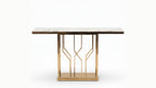 Art Deco Lattice Console Table with Marble Top