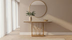 Art Deco Lattice Console Table with Marble Top