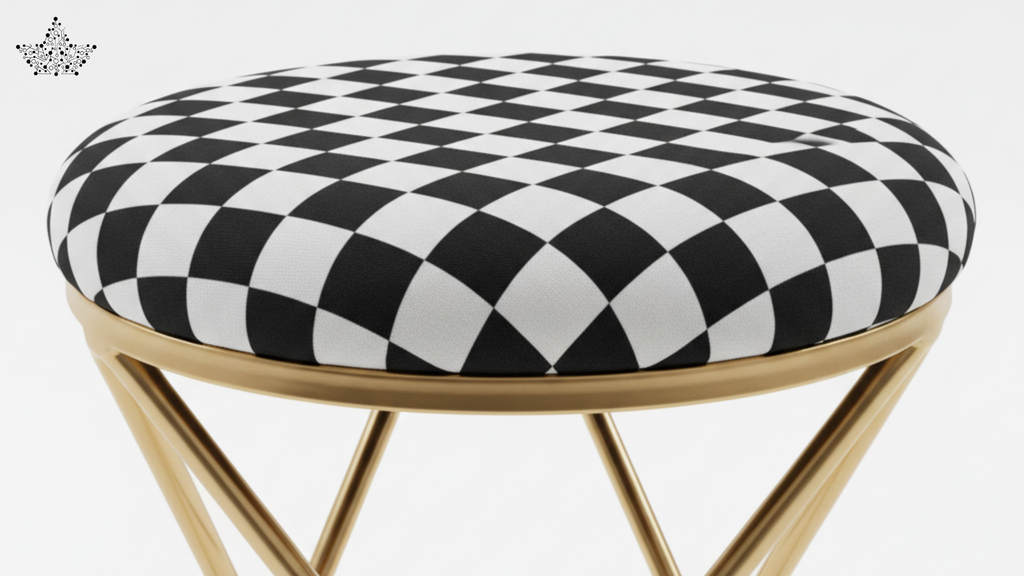 Checker Luxe Stool – Gold Frame