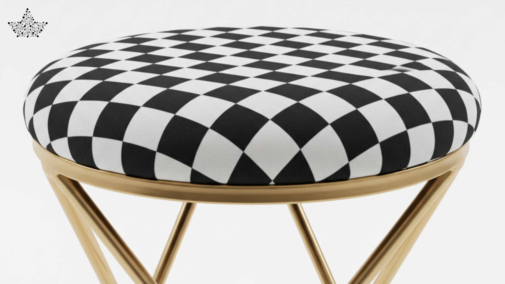 Checker Luxe Stool – Gold Frame