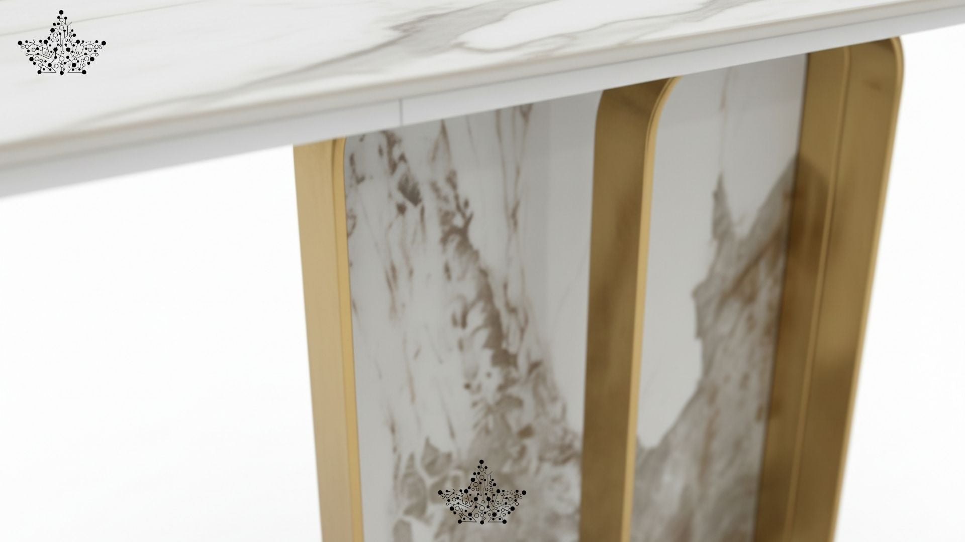 Marble Panel Console Table with White Top – 55" x 16" x 31.5"