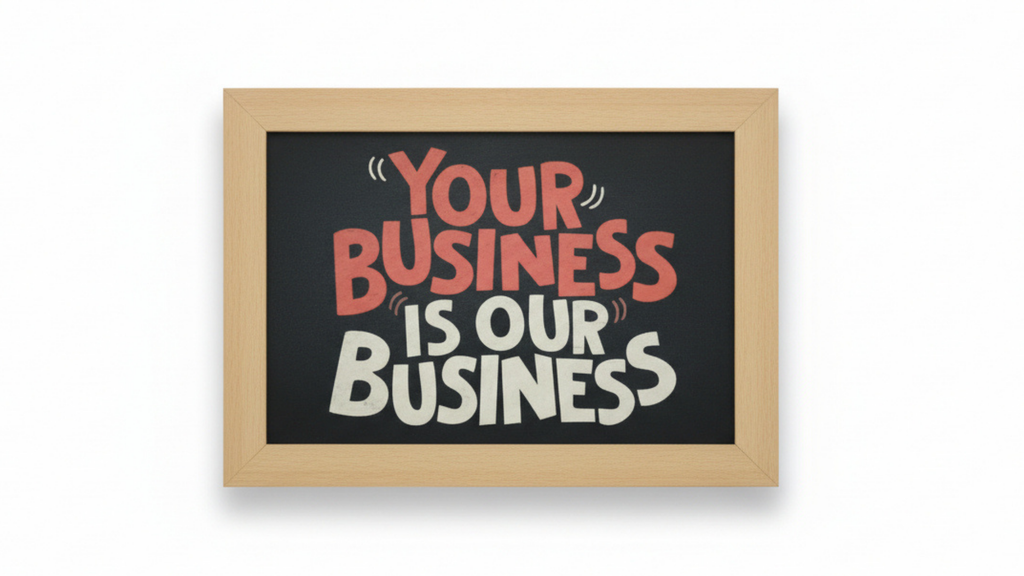 Your Business Is Our Business — Chalkboard Framed Wall Art