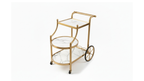 3-Tier Aero Wheel  Service Trolley | Stainless Steel, Marble, Glass & Acrylic | Antique Gold