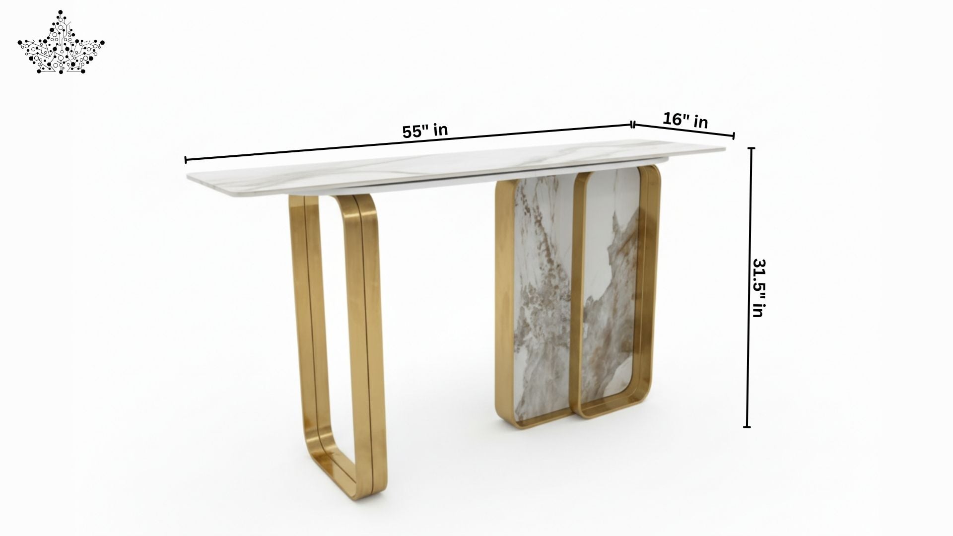 Marble Panel Console Table with White Top – 55" x 16" x 31.5"