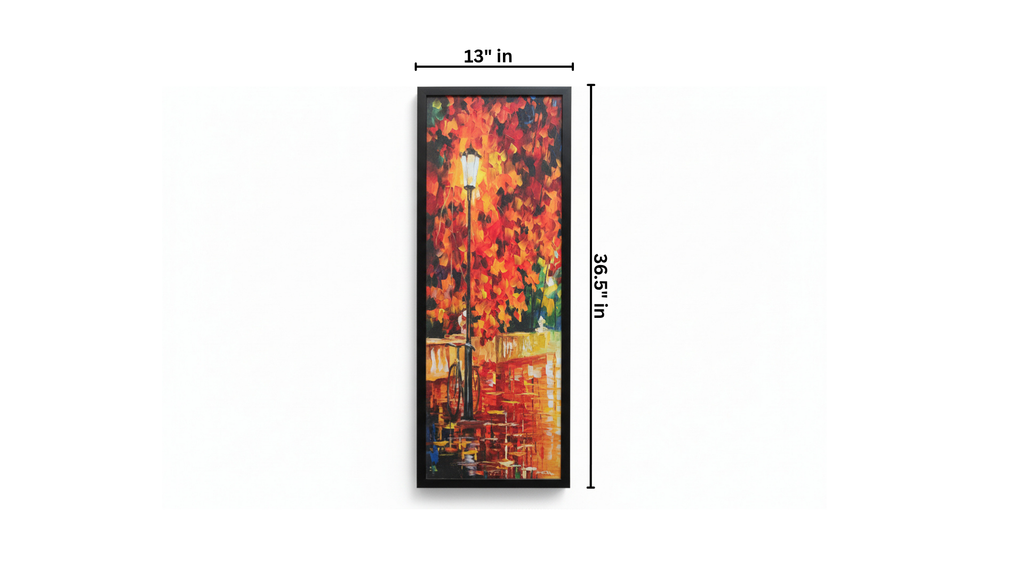 Autumn Street Lamp Oil-Style Tall Framed Wall Art