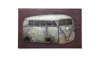 Vintage VW Camper Van 3D Metal Wall Art on Wood Panel