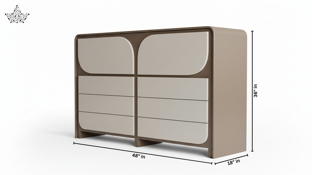 Arch Taupe Chest of Drawers – 8 Drawer Wide Cabinet