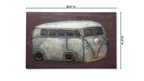 Vintage VW Camper Van 3D Metal Wall Art on Wood Panel