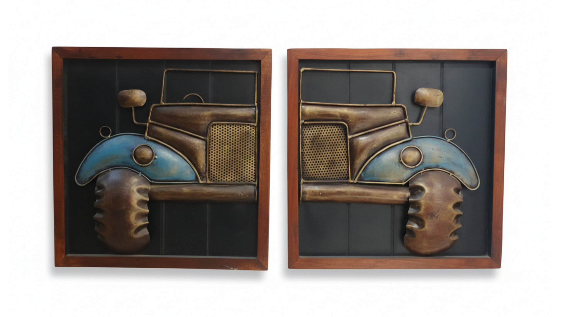 Vintage Classic Car Front 3D Metal Wall Art – Set of 2 Panels