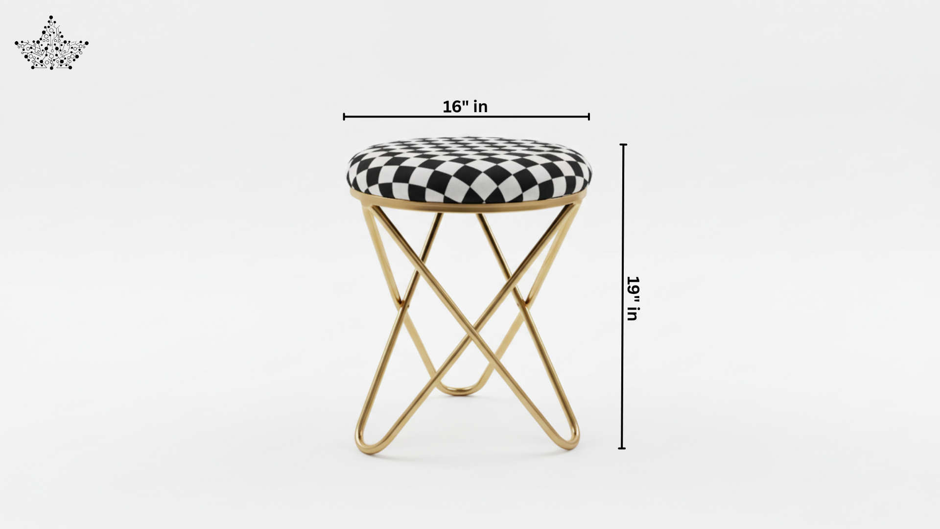 Checker Luxe Stool – Gold Frame