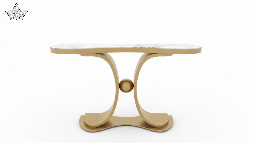 Orb Gold Console Table with Marble Top