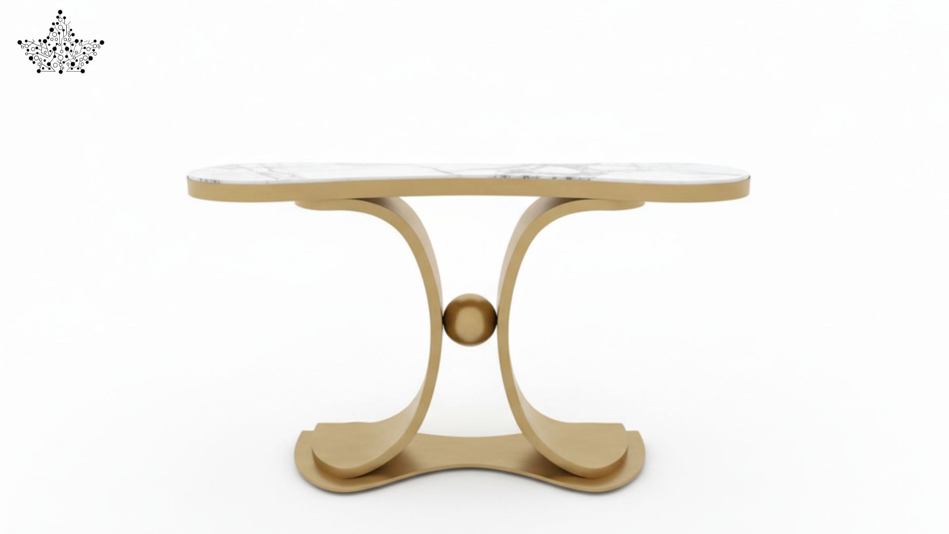 Orb Gold Console Table with Marble Top