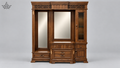 Royal Carved Dressing Unit with Triple Mirror & Cabinet