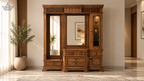 Royal Carved Dressing Unit with Triple Mirror & Cabinet