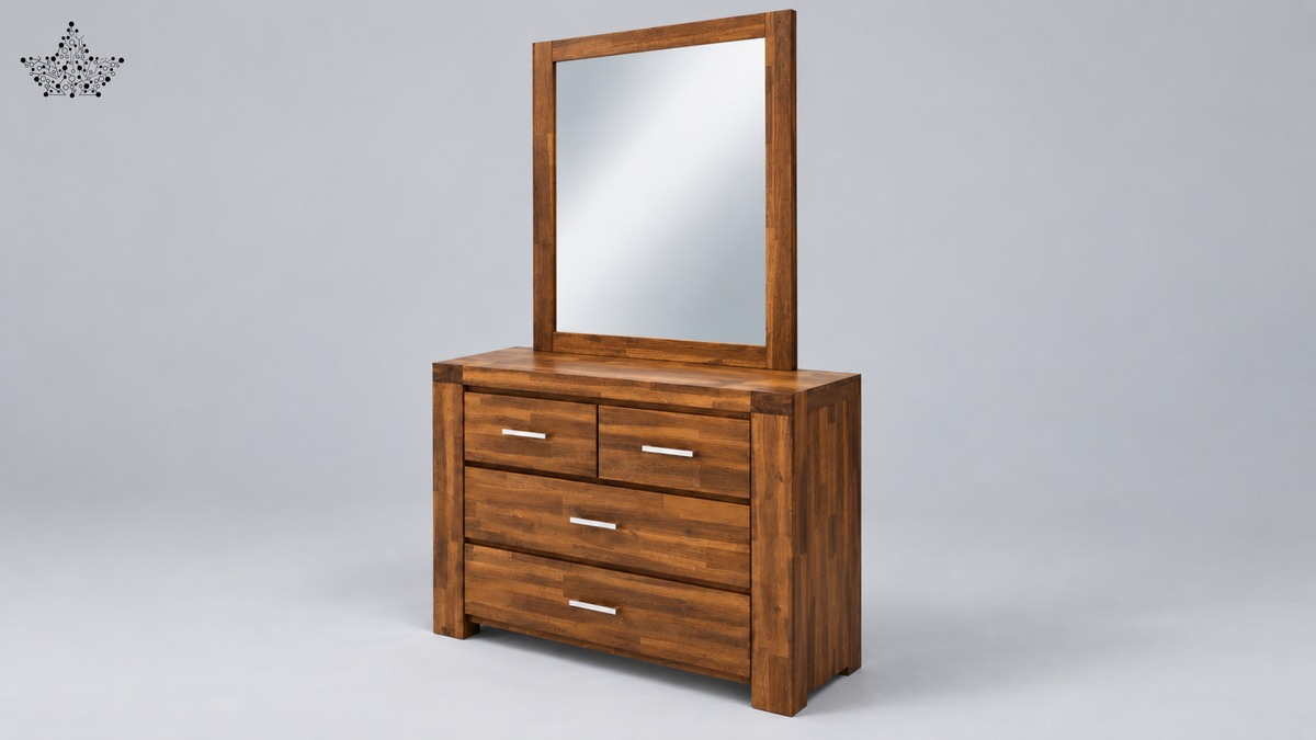 Solid Wood Dressing Table with Mirror