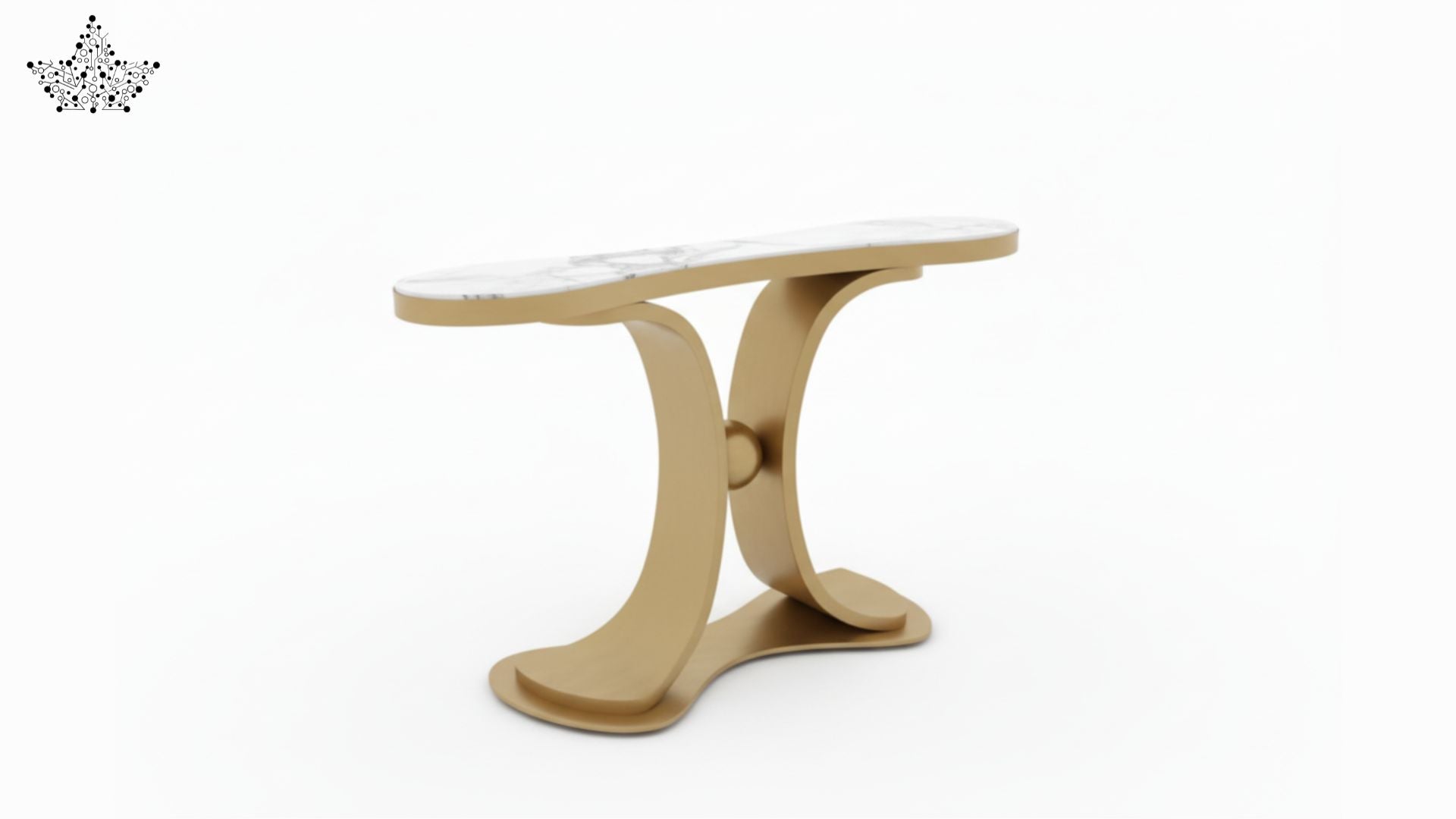 Orb Gold Console Table with Marble Top