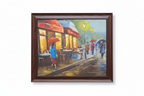 Rainy Evening Café Street | Hand-PaintedWooden Frame