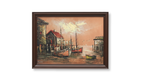 Mediterranean Harbour Oil-Style Framed Wall Art – 31" x 23"