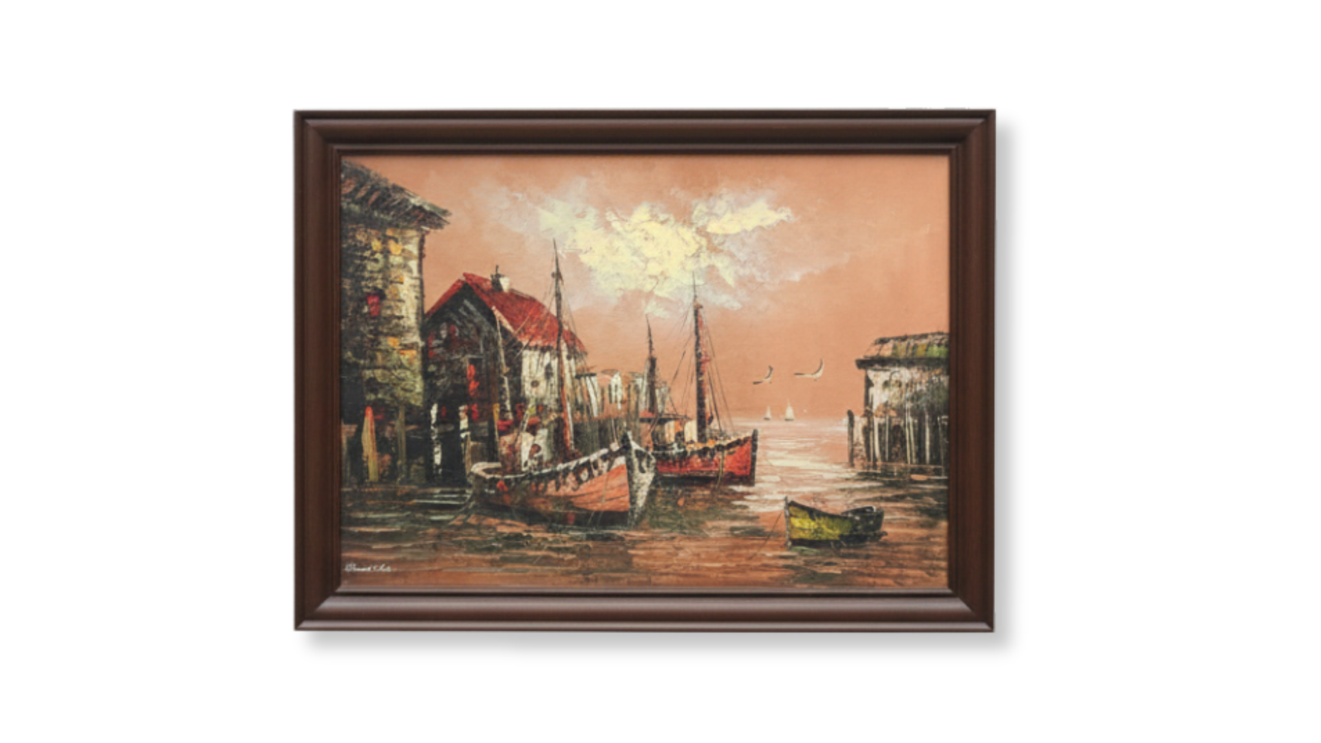 Mediterranean Harbour Oil-Style Framed Wall Art – 31" x 23"