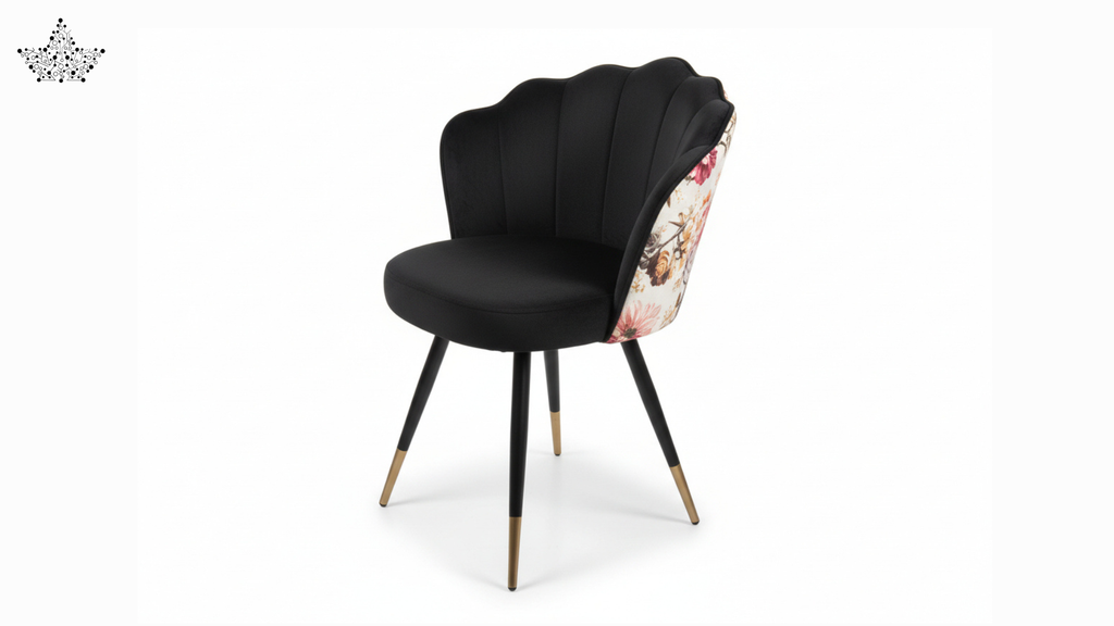 Black Floral Shell Chair