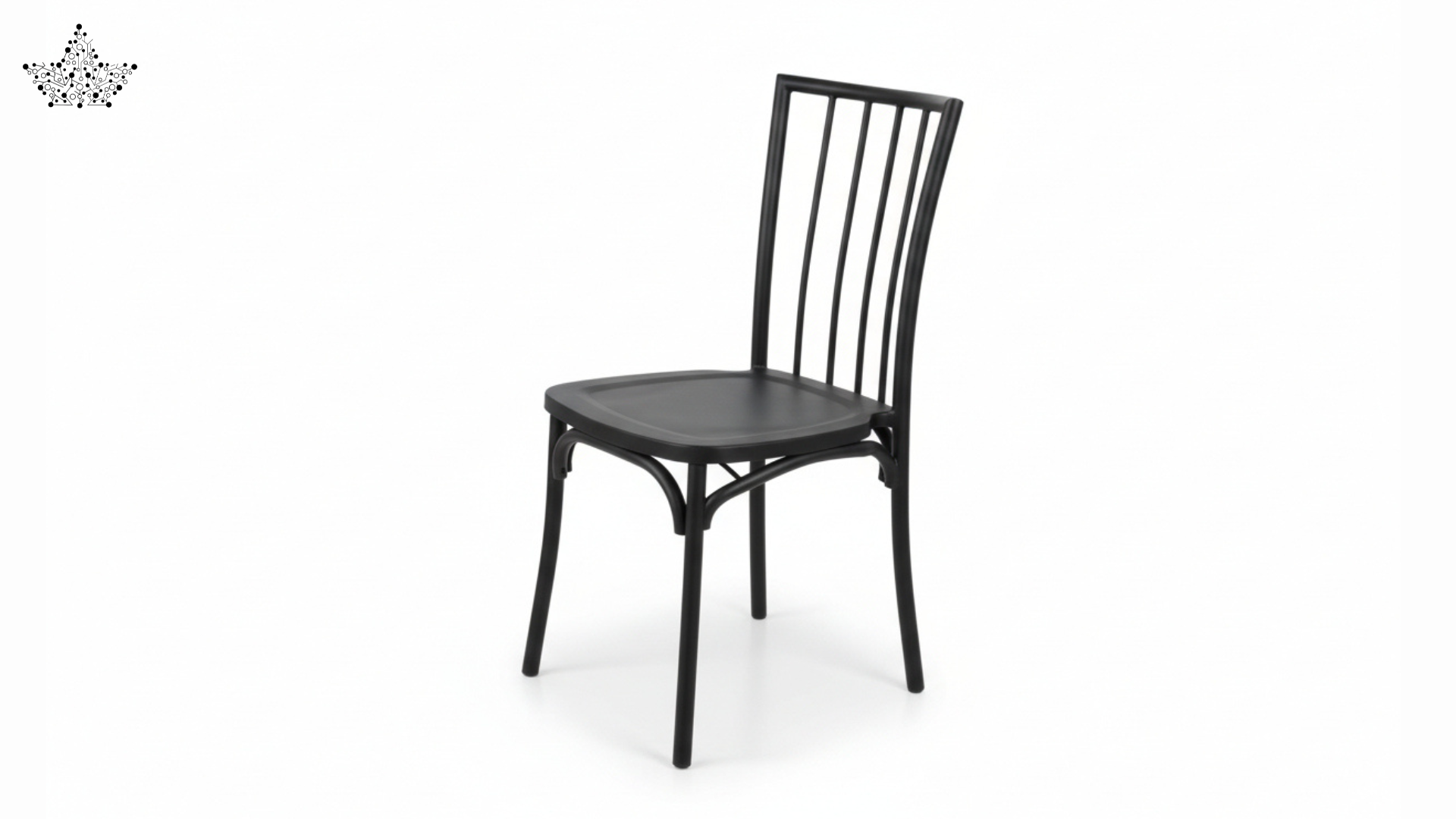 Black metal chair on a white background