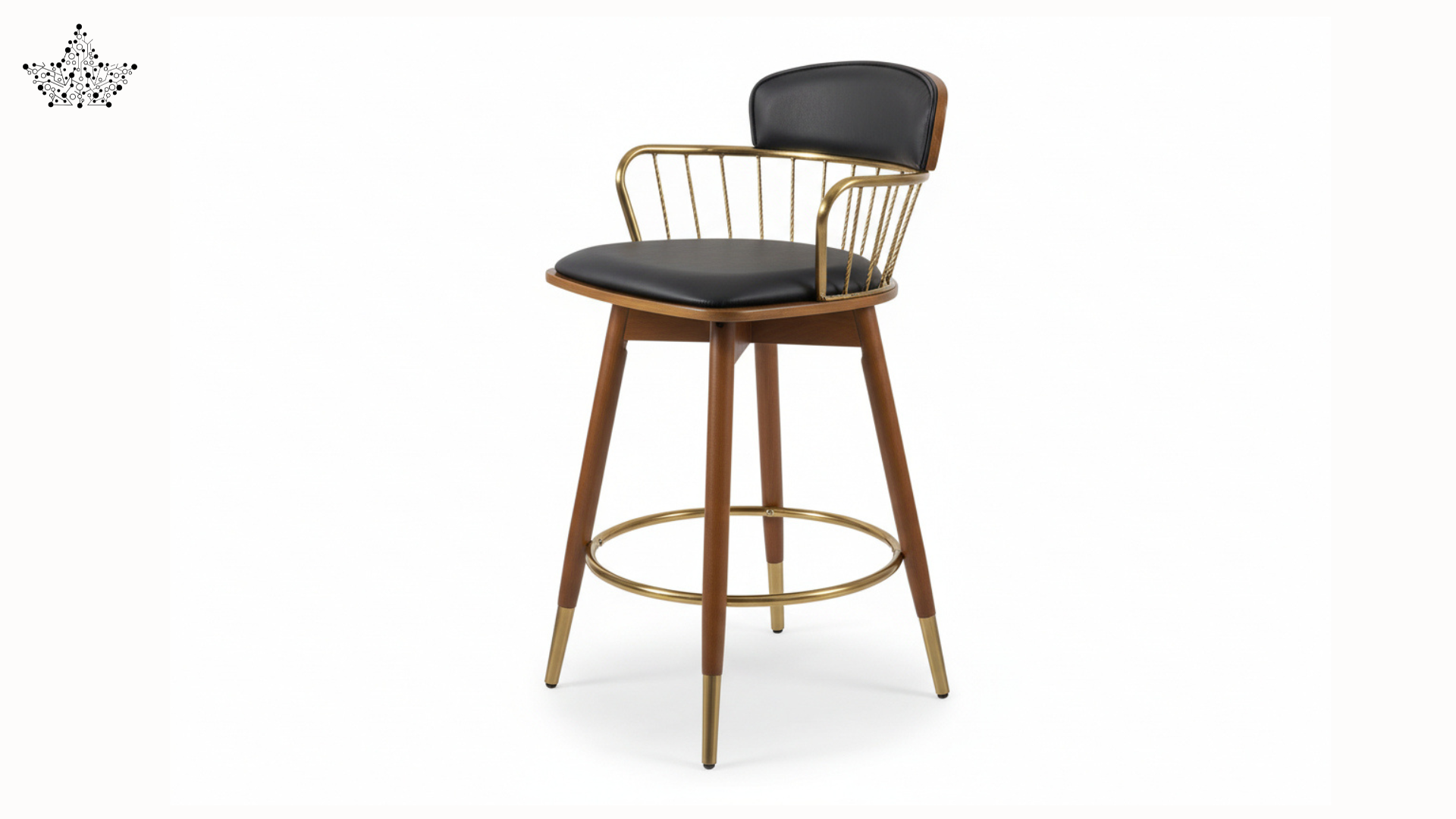 Brass & Leather Bar Stool