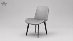 Gray chair with black legs on a light gray background