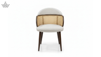 Cane Back Chair – Cream Fabric with Walnut Frame