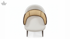 Cane Back Chair – Cream Fabric with Walnut Frame