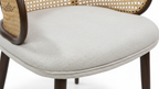 Cane Back Chair – Cream Fabric with Walnut Frame