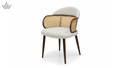 Cane Back Chair – Cream Fabric with Walnut Frame