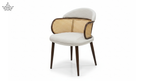 Cane Back Chair – Cream Fabric with Walnut Frame