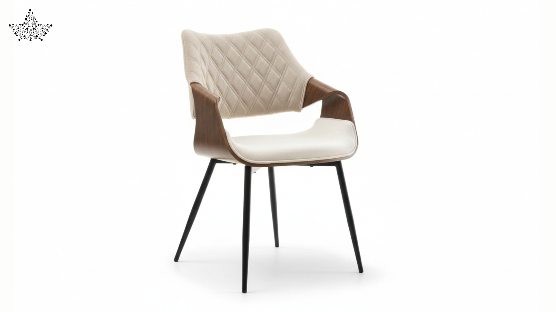 Diamond-Quilted Walnut Shell Armchair