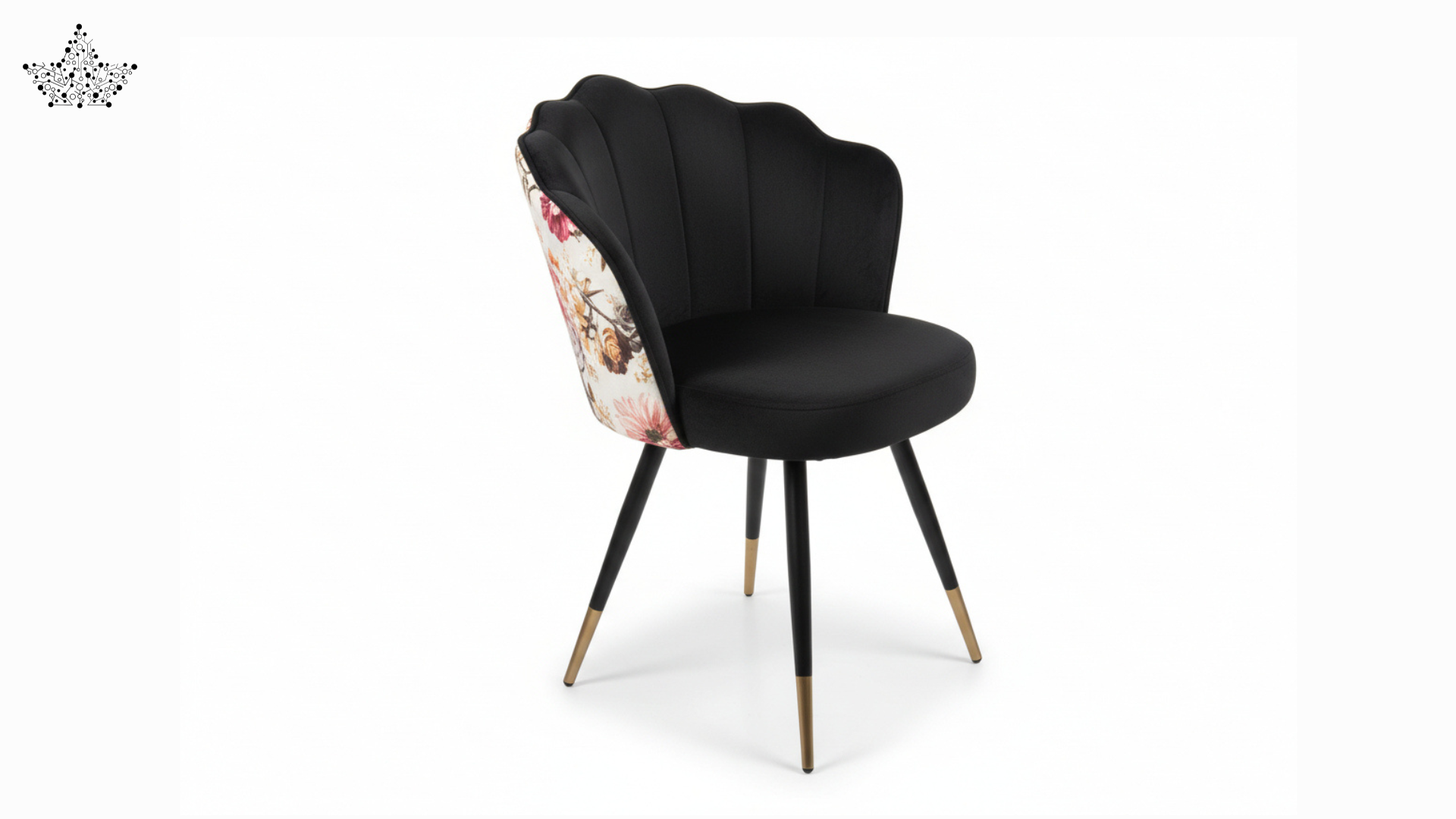 Black Floral Shell Chair