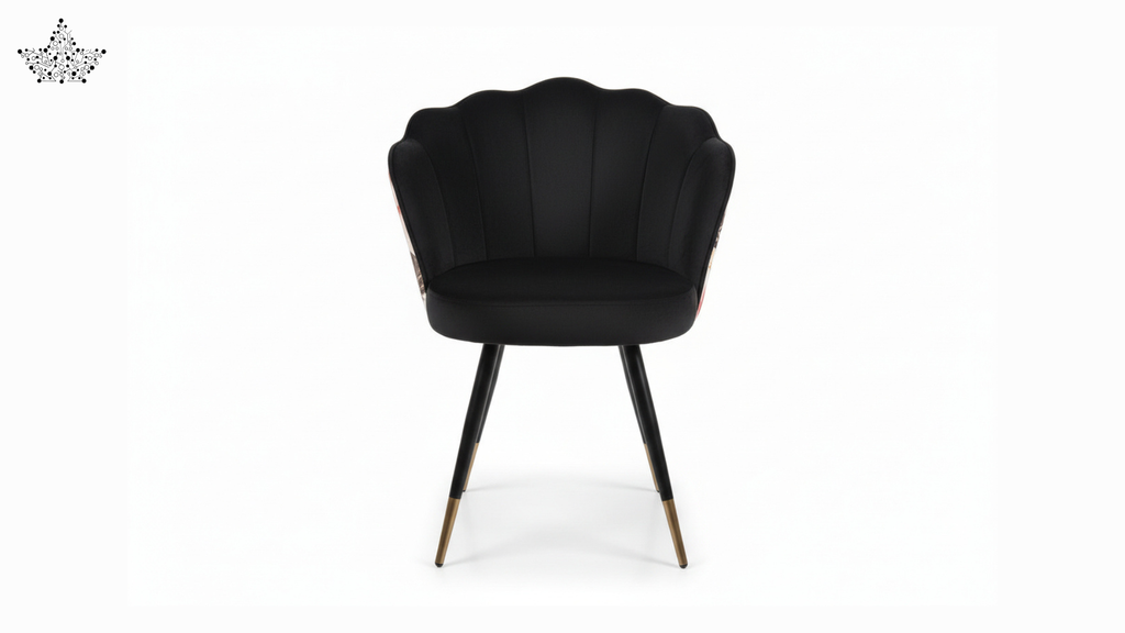 Black Floral Shell Chair