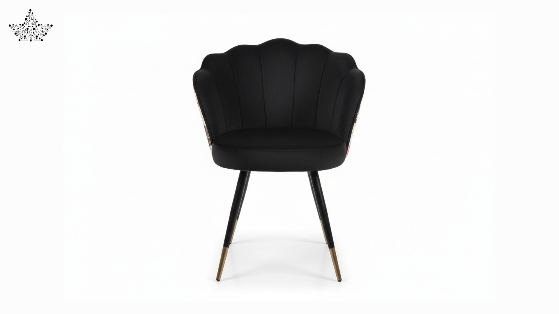 Black Floral Shell Chair