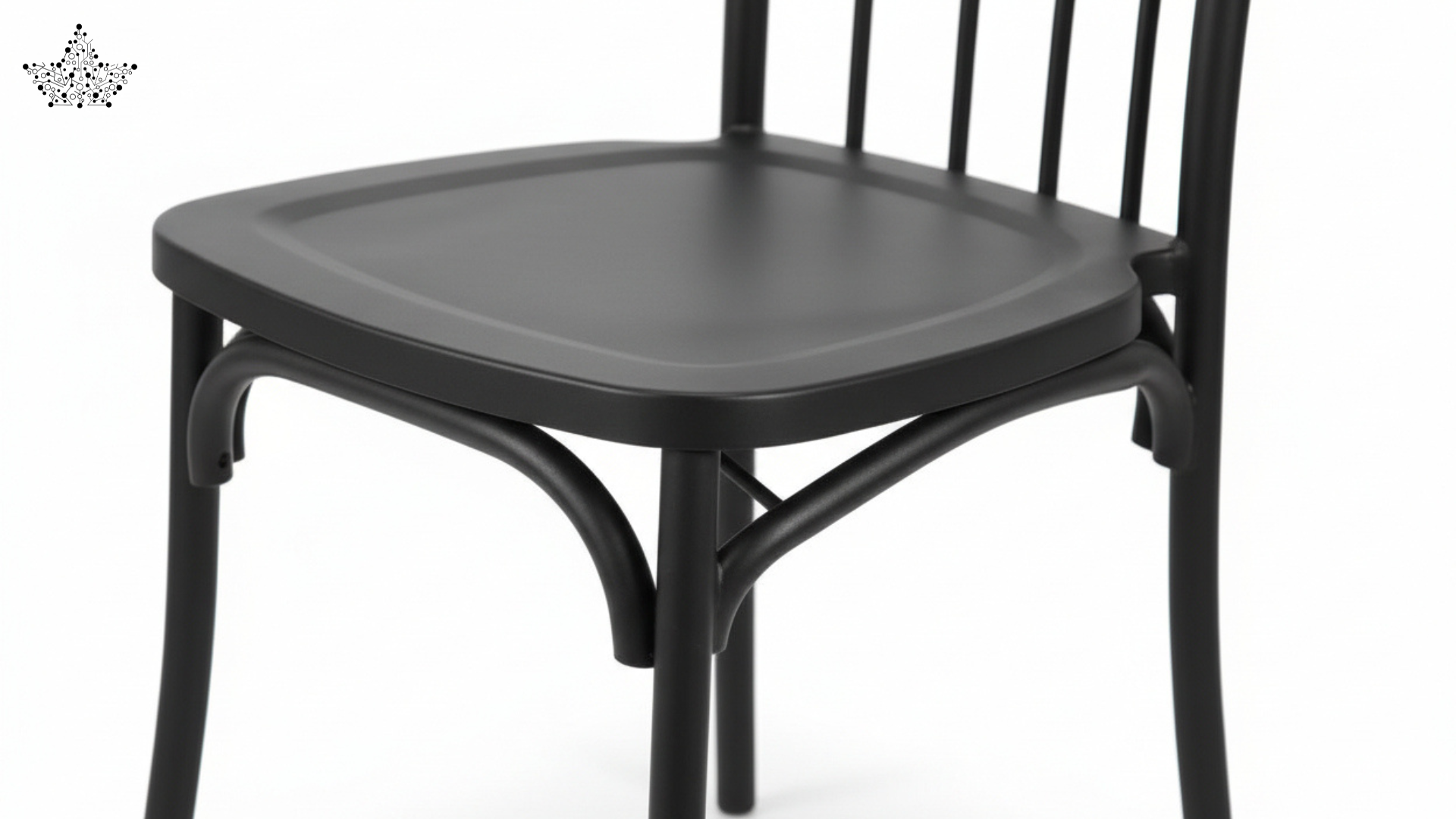 Slat-Back Dining Chair in Matte Black